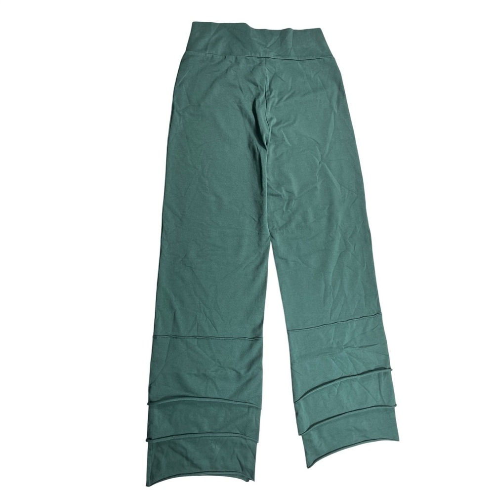 Matilda Jane Women's Medium Green Cropped Knit Pants Tiered Hem Leggings - Picture 2 of 3